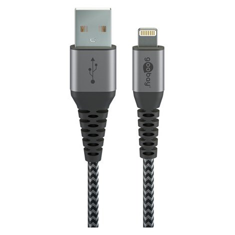 Goobay Szary, czarny, 4-pinowy port USB typu A Apple Lightning, męski